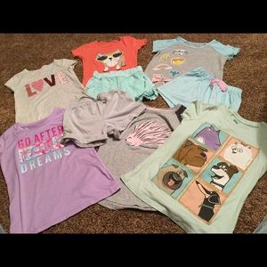 Girls Youth Shorts Shirts Lot of 9